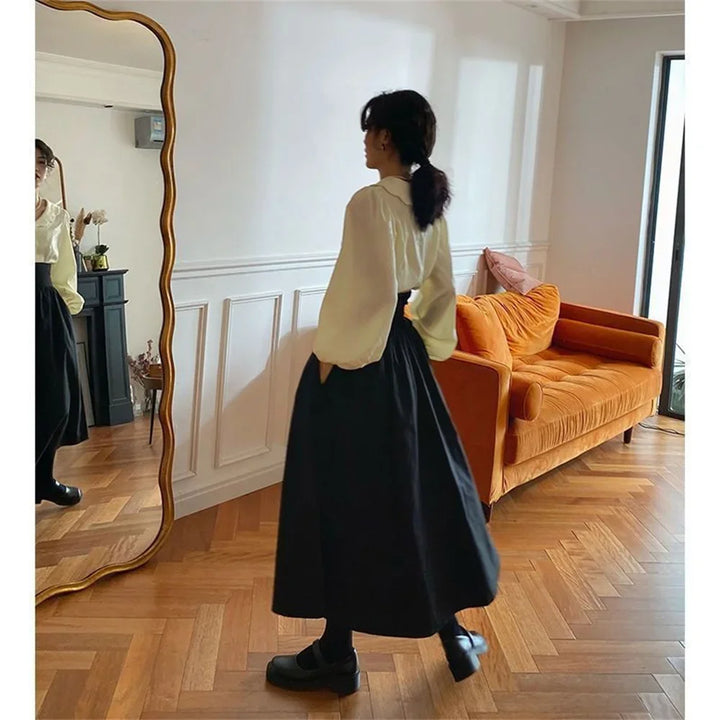 Long Steampunk Skirt With Lace-up Back stylish