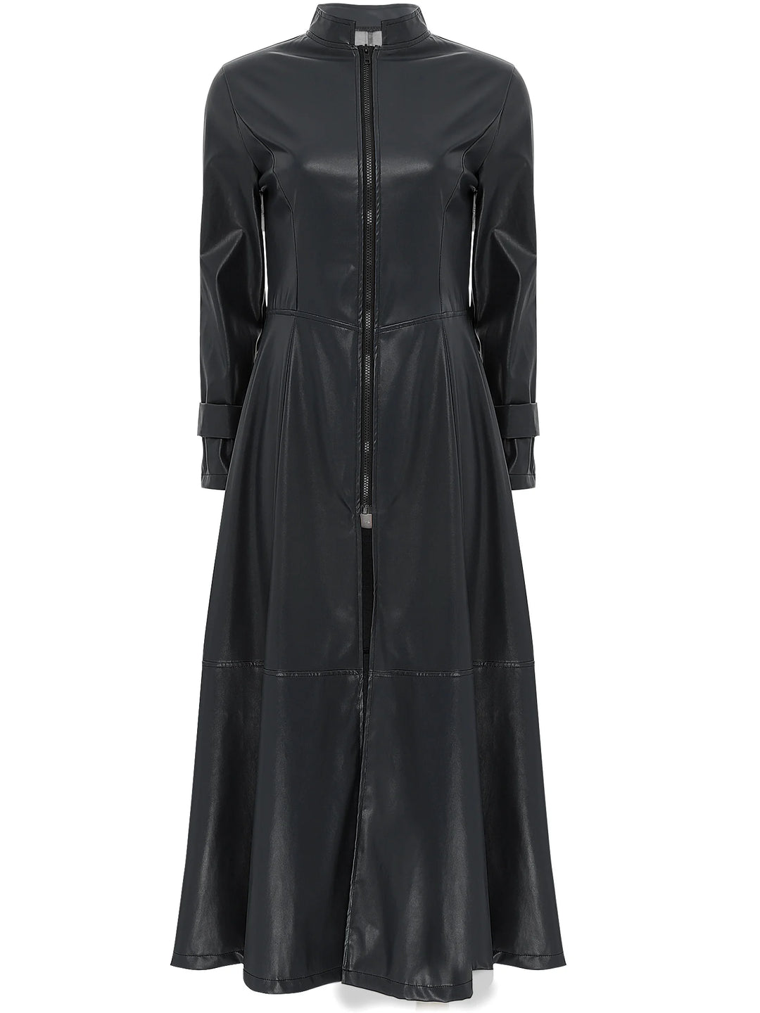 Long Steampunk Trench Coat Black