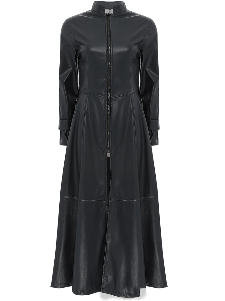Long Steampunk Trench Coat Black