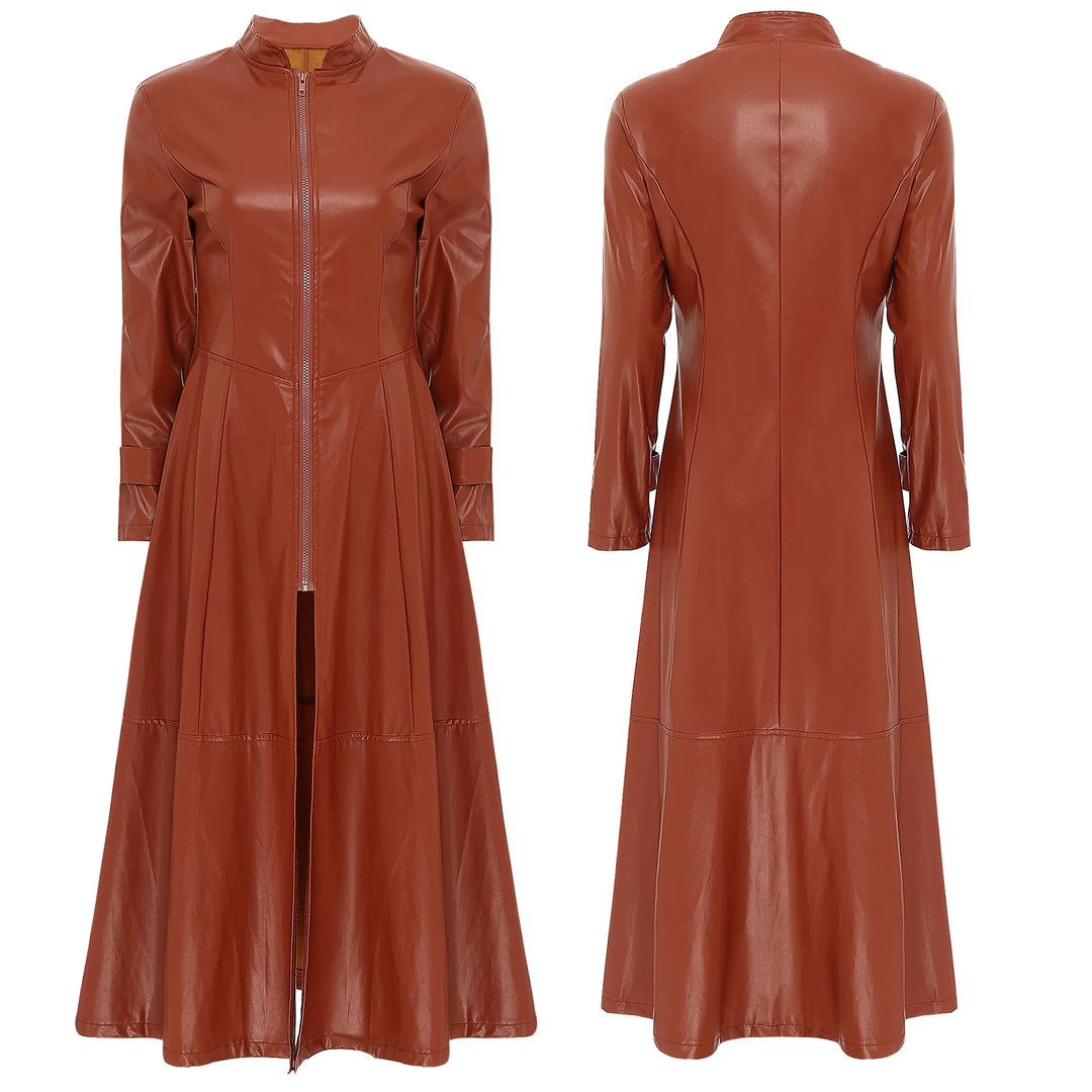 Long Steampunk Trench Coat Brown