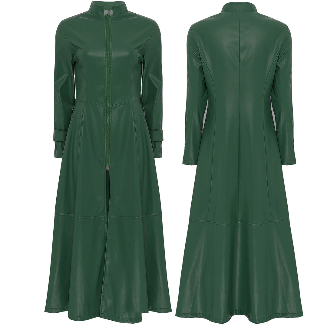 Long Steampunk Trench Coat Green