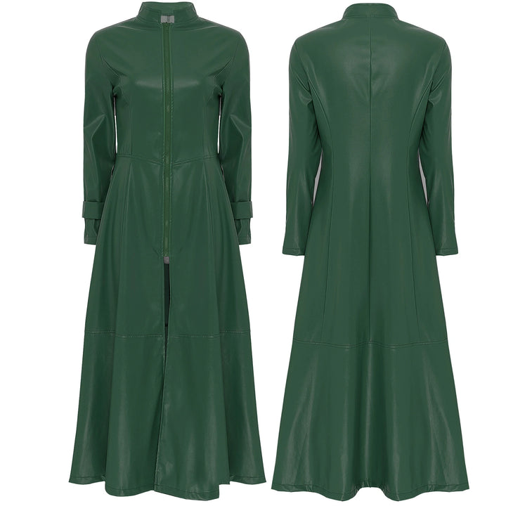 Long Steampunk Trench Coat Green