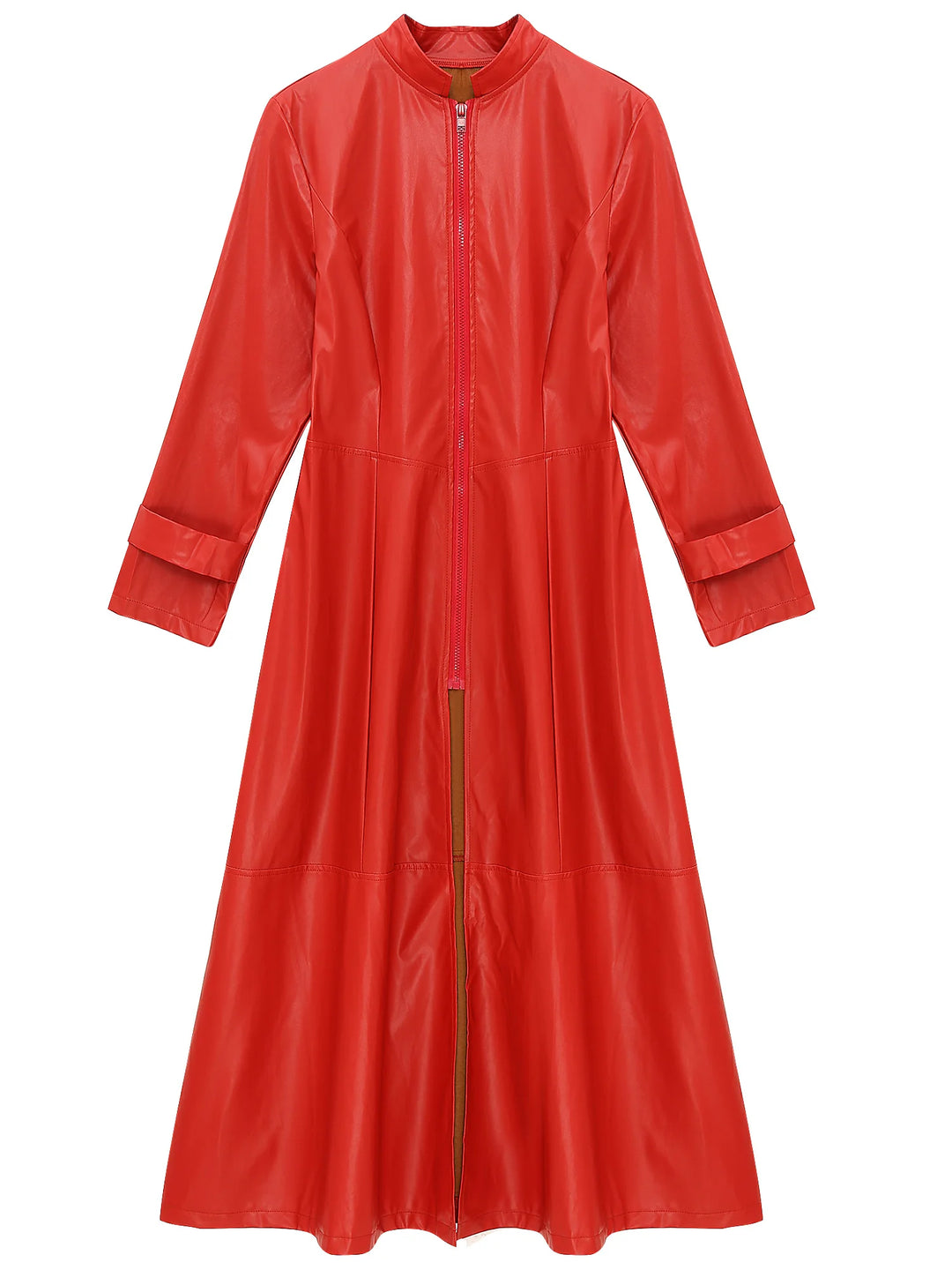 Long Steampunk Trench Coat Red