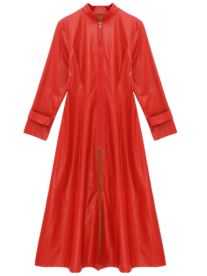 Long Steampunk Trench Coat Red