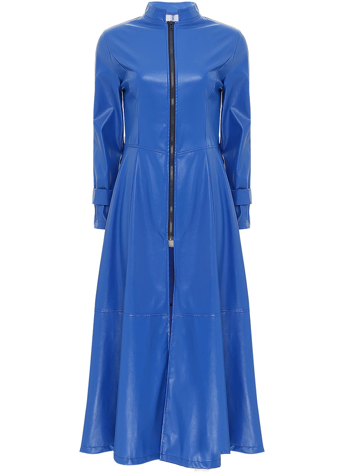 Long Steampunk Trench Coat Royal Blue