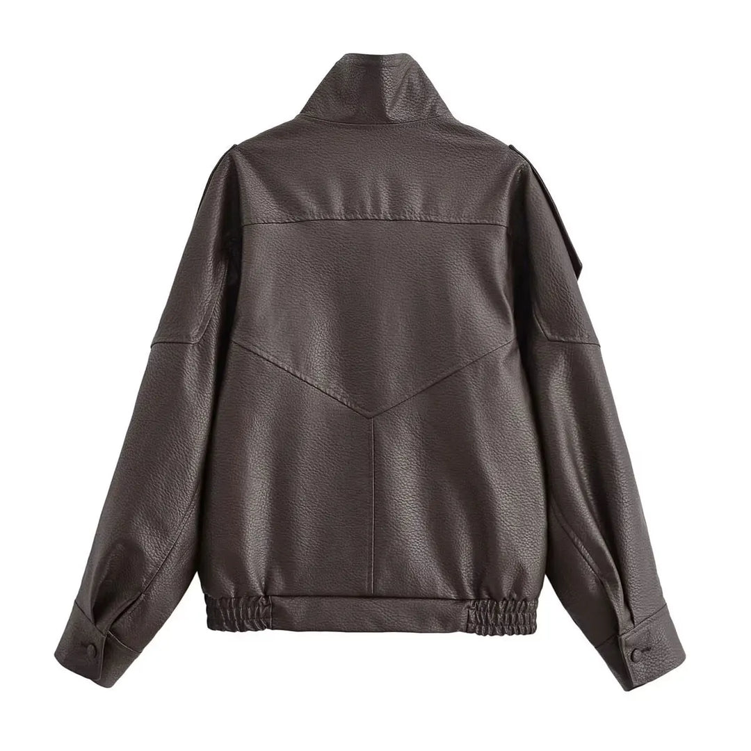 Loose-Fitting Vintage Steampunk Jacket Brown Back