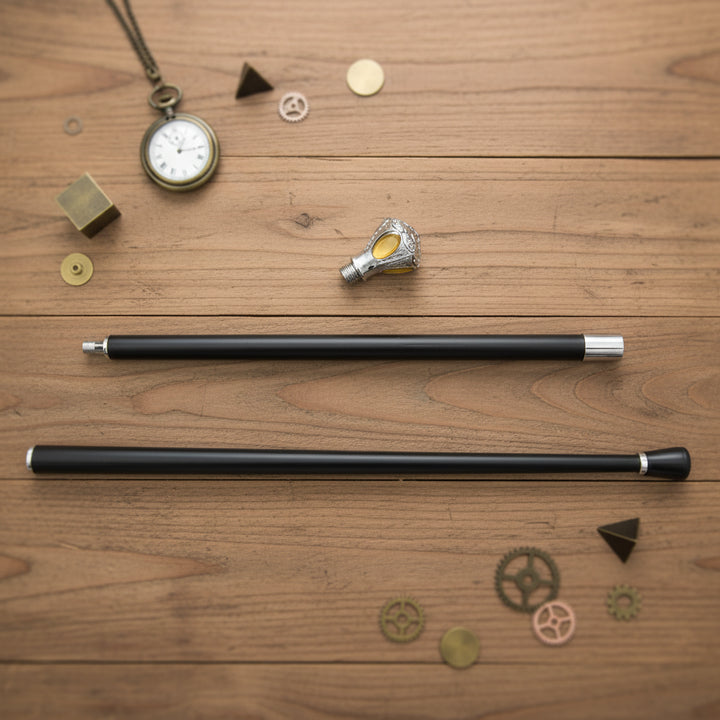 Luxurious Silver-Colored Steampunk Cane