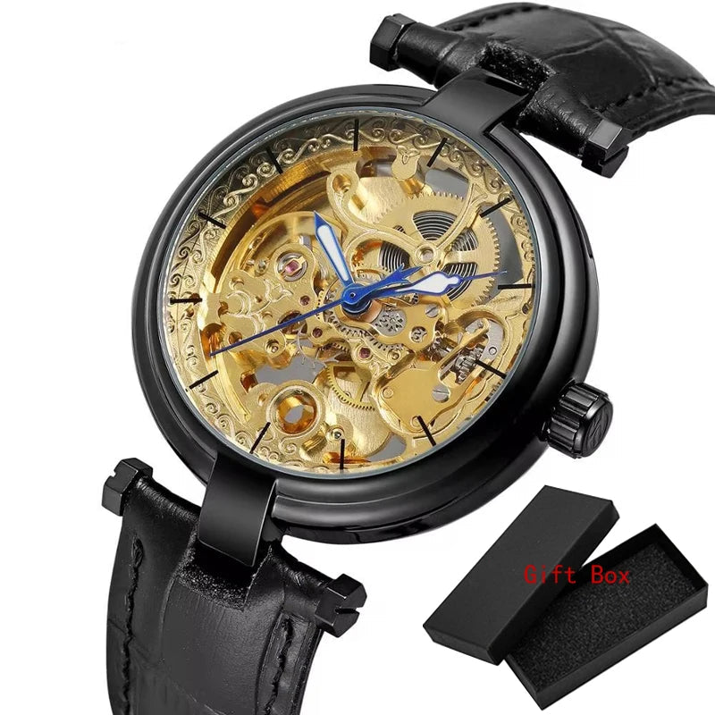 Luxury Automatic Steampunk Watch Black Black Gold