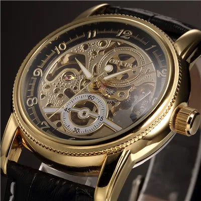 Luxury Steampunk Wristwatch Gold Black