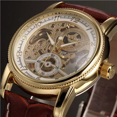 Luxury Steampunk Wristwatch Gold White