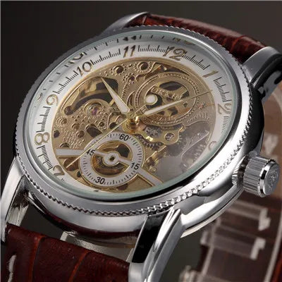 Luxury Steampunk Wristwatch Silver White