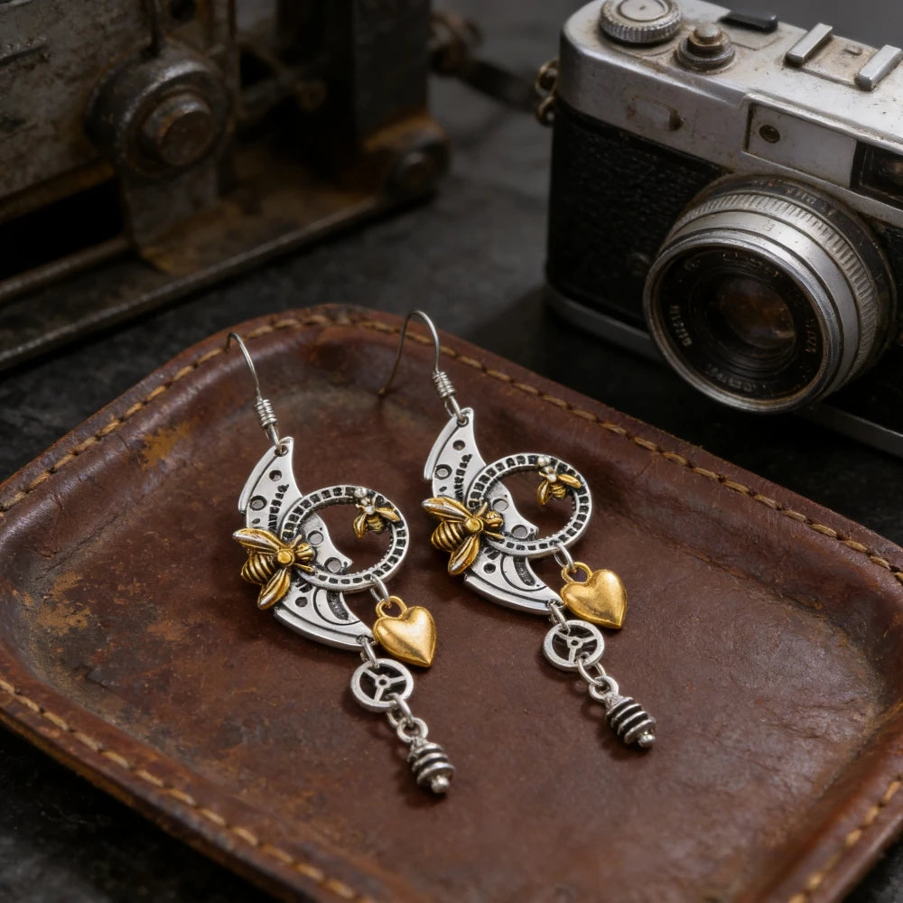 Mechanical Steampunk Bee Earrings