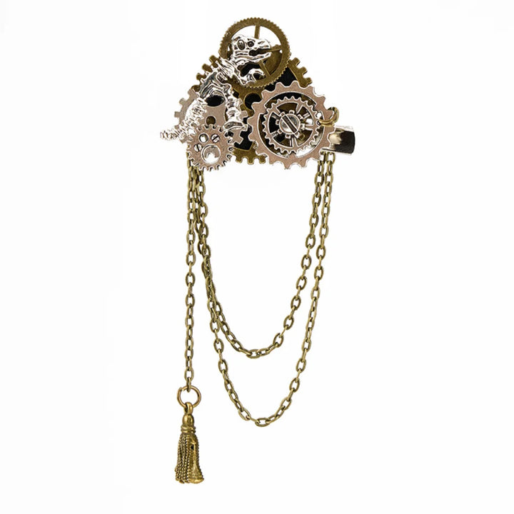 Mechanical Steampunk Dragon Brooch Chain