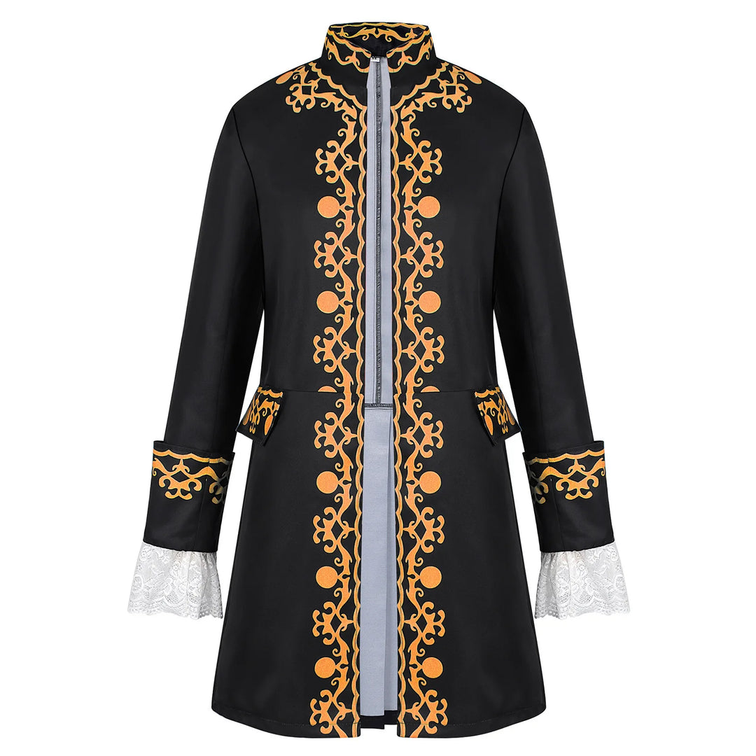 Medieval Baroque Steampunk Coat Black