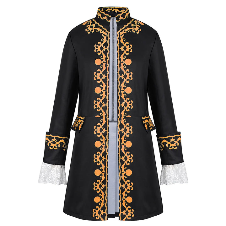Medieval Baroque Steampunk Coat Black