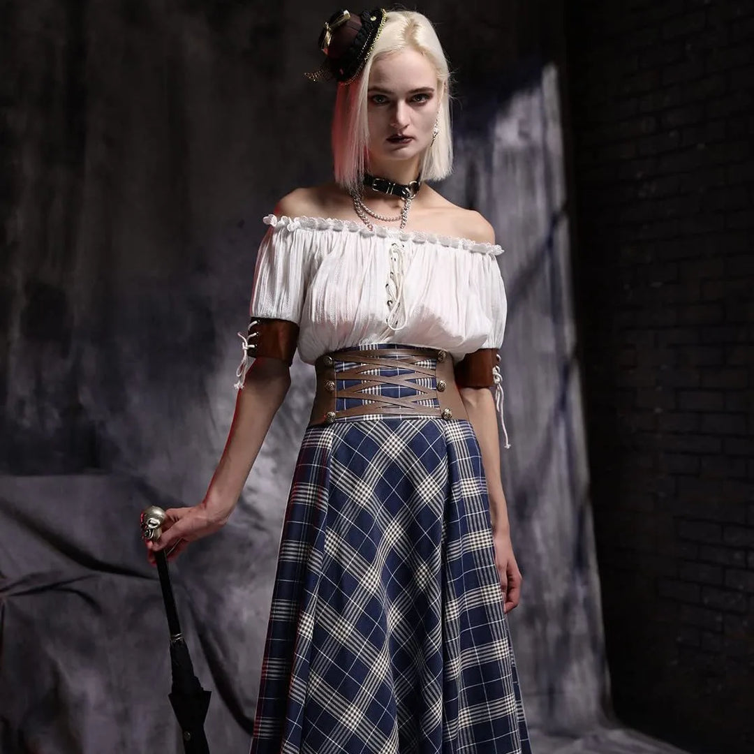 Medieval Retro Steampunk Off-Shoulder Shirt