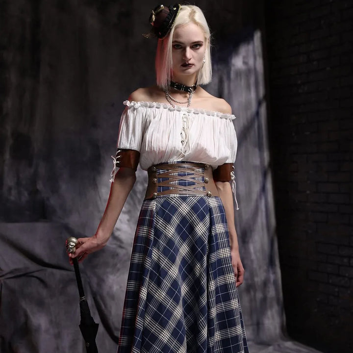 Medieval Retro Steampunk Off-Shoulder Shirt