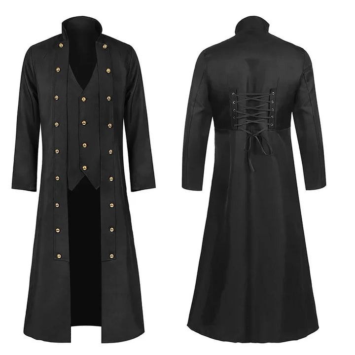 Medieval Steampunk Coat With Laces Black