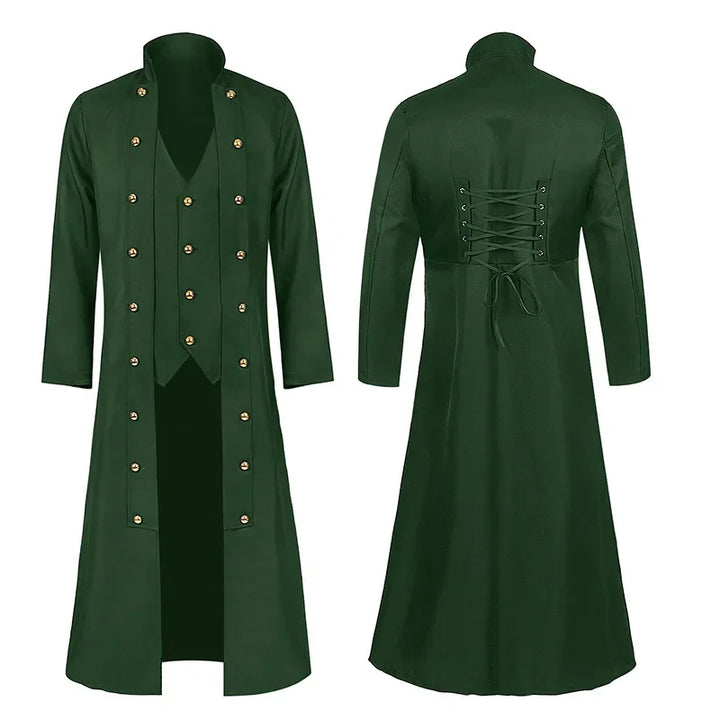 Medieval Steampunk Coat With Laces Green