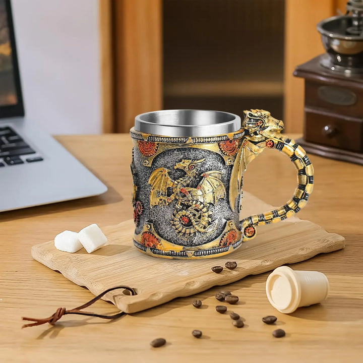 Medieval Steampunk Dragon Mug