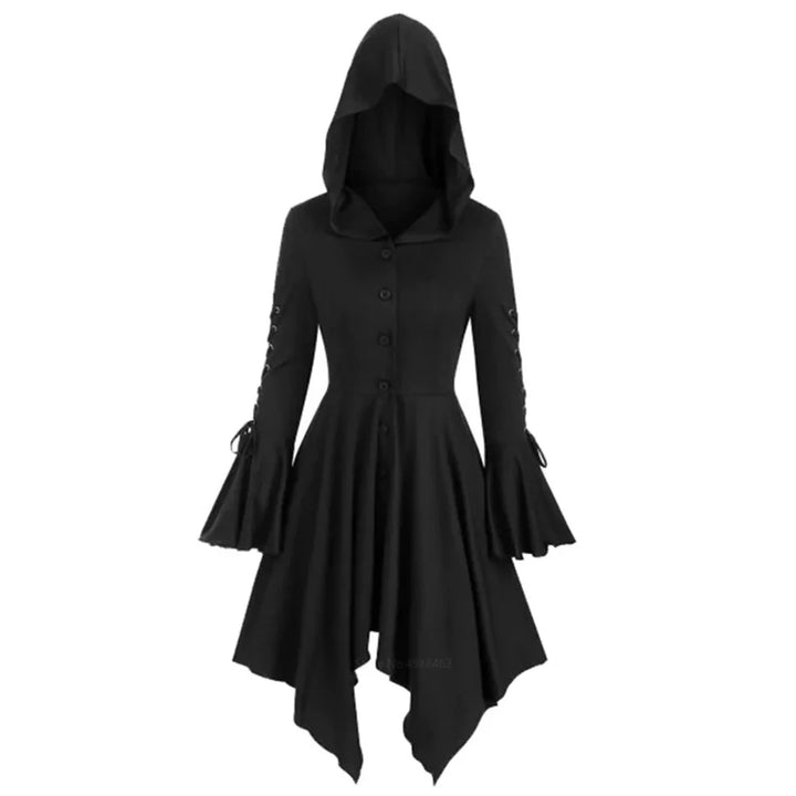 Medieval Steampunk Hooded Dress Black