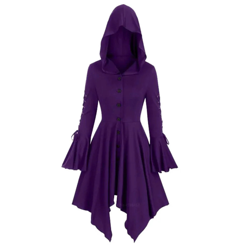 Medieval Steampunk Hooded Dress Purple