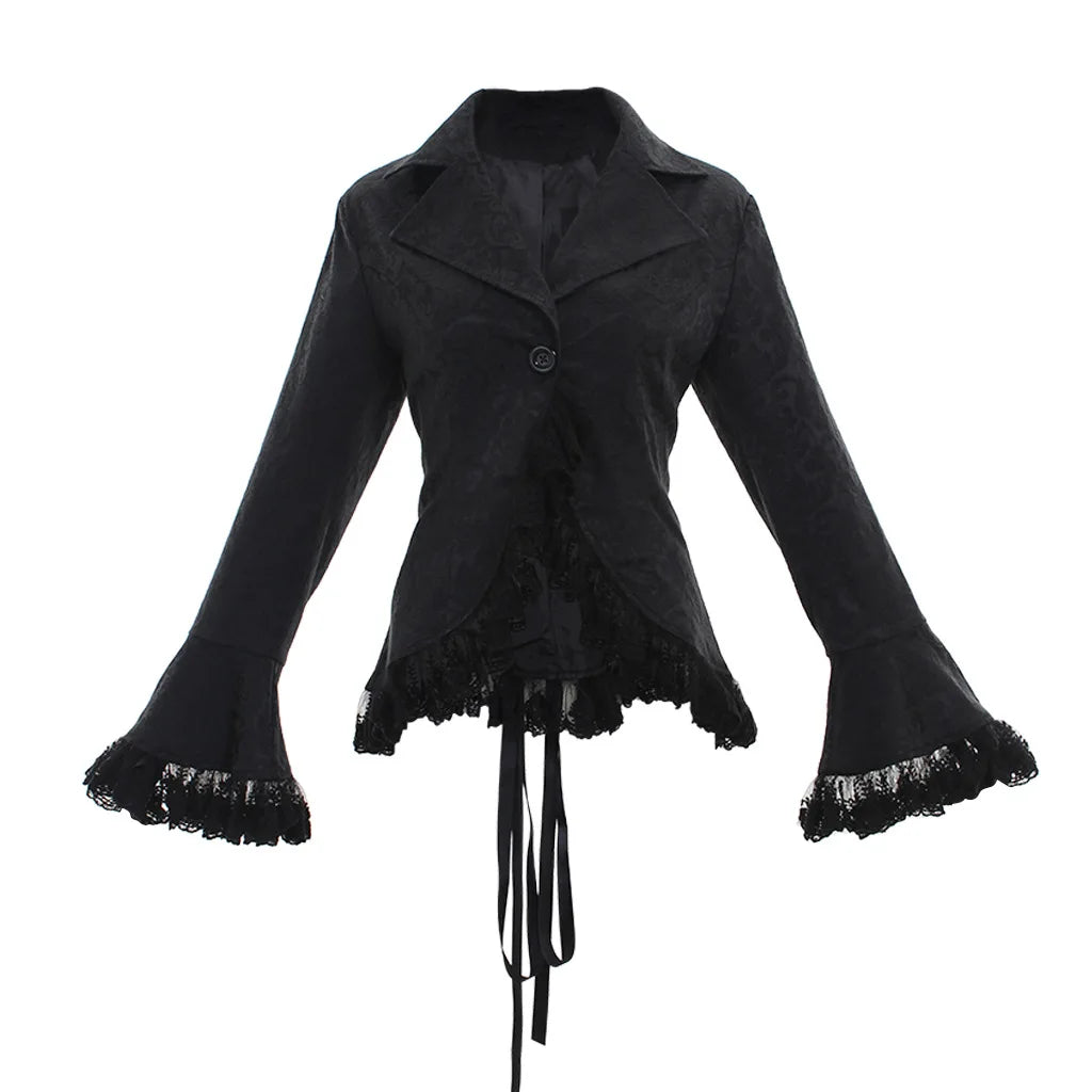 Medieval Steampunk Lace-Up Jacket Black
