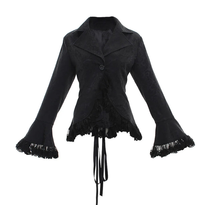 Medieval Steampunk Lace-Up Jacket Black