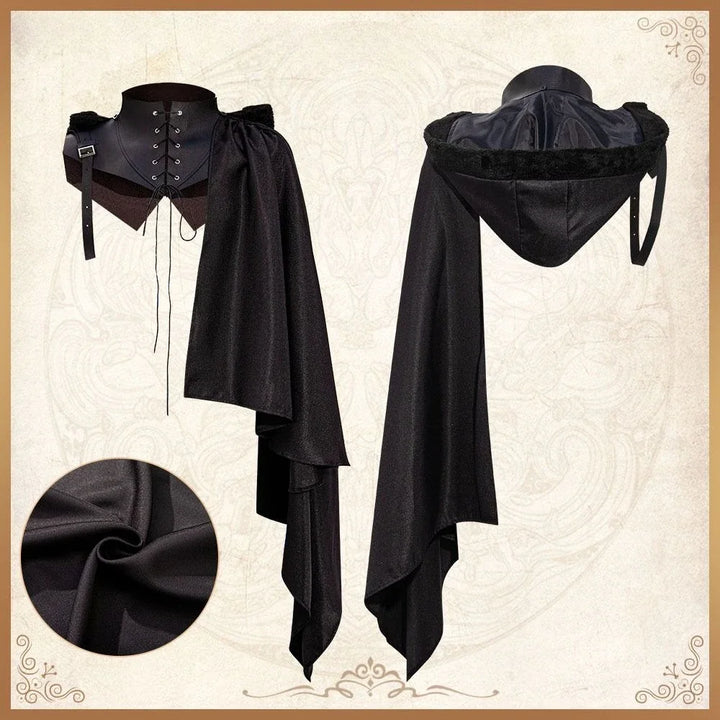 Medieval Steampunk One-Shoulder Cape