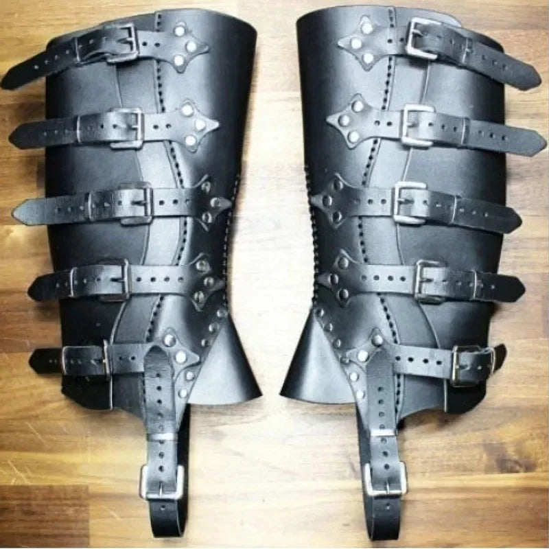 Medieval Steampunk Shin Guard black