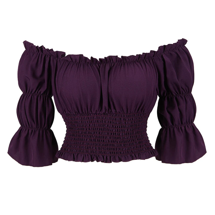 Medieval Steampunk Top Shirt With Three-Quarter Purple