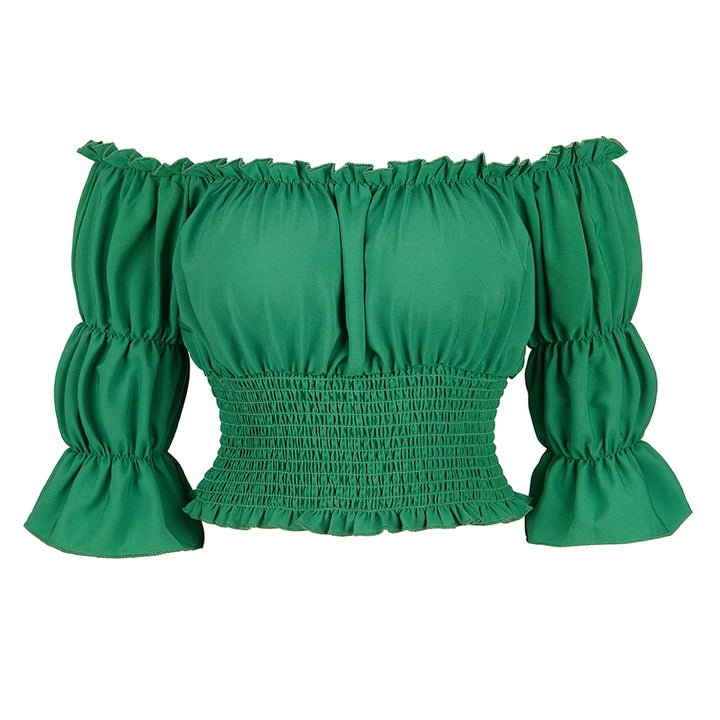 Medieval Steampunk Top Shirt With Three-Quarter Sleeves Green