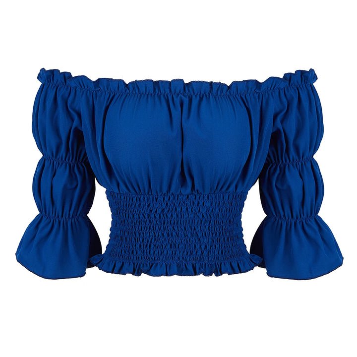 Medieval Steampunk Top Shirt With Three-Quarter Sleeves Navy Blue