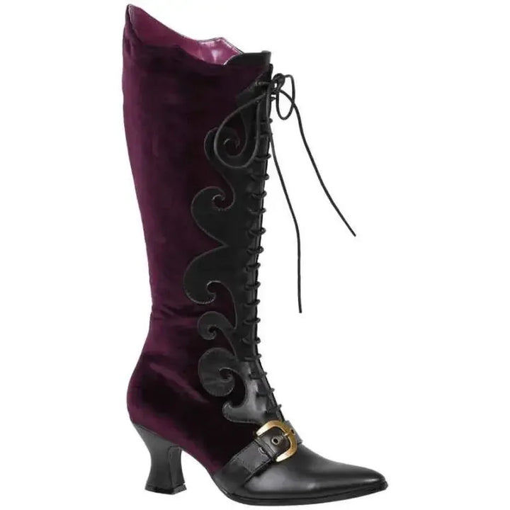 Medieval retro steampunk lace-up boots with metal accents