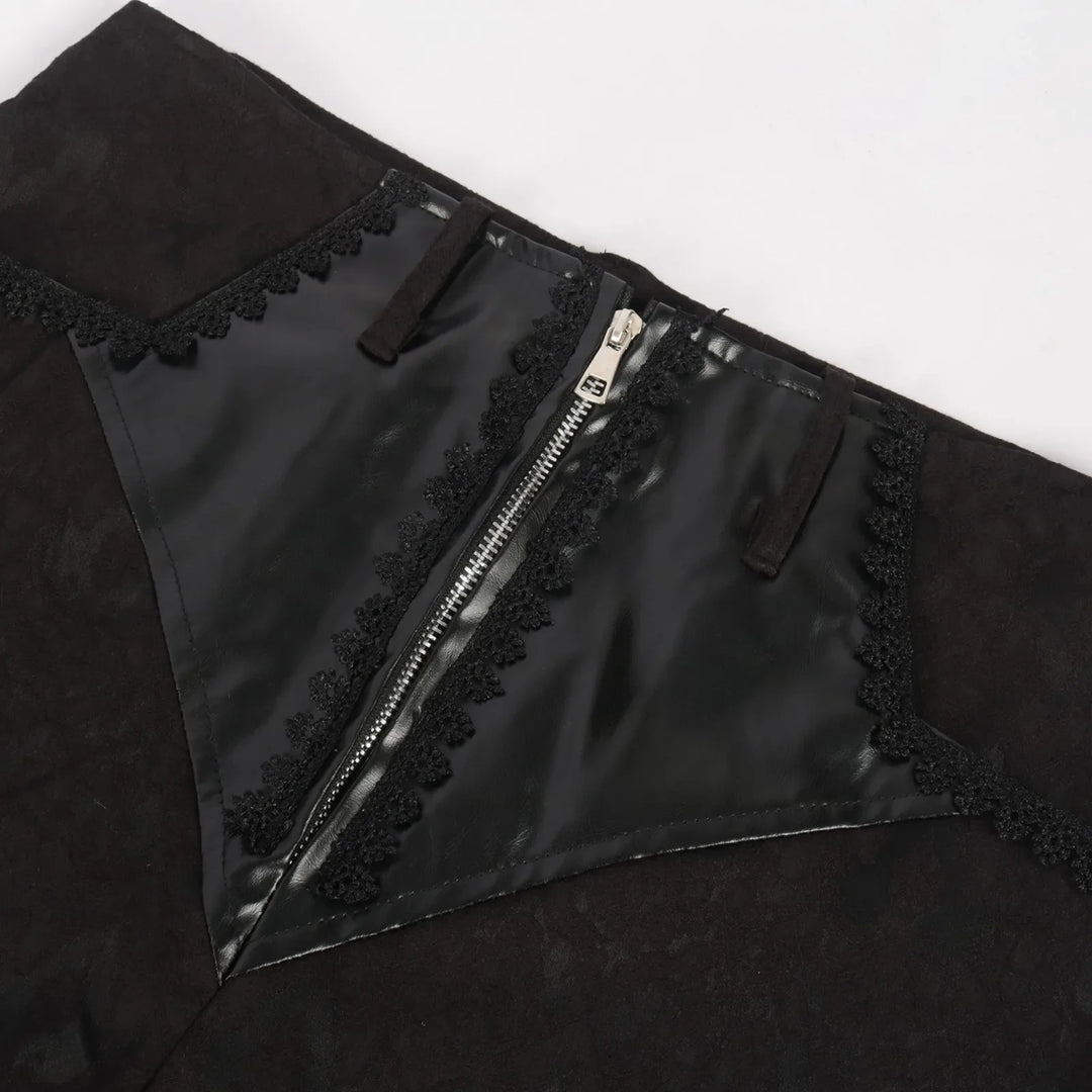 Medieval steampunk jacquard leather pants vintage style