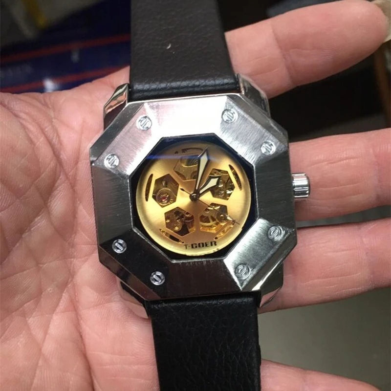 Men Geometric Steampunk Watch – bold geometry