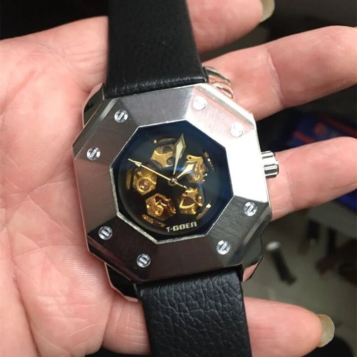 Men Geometric Steampunk Watch – industrial style