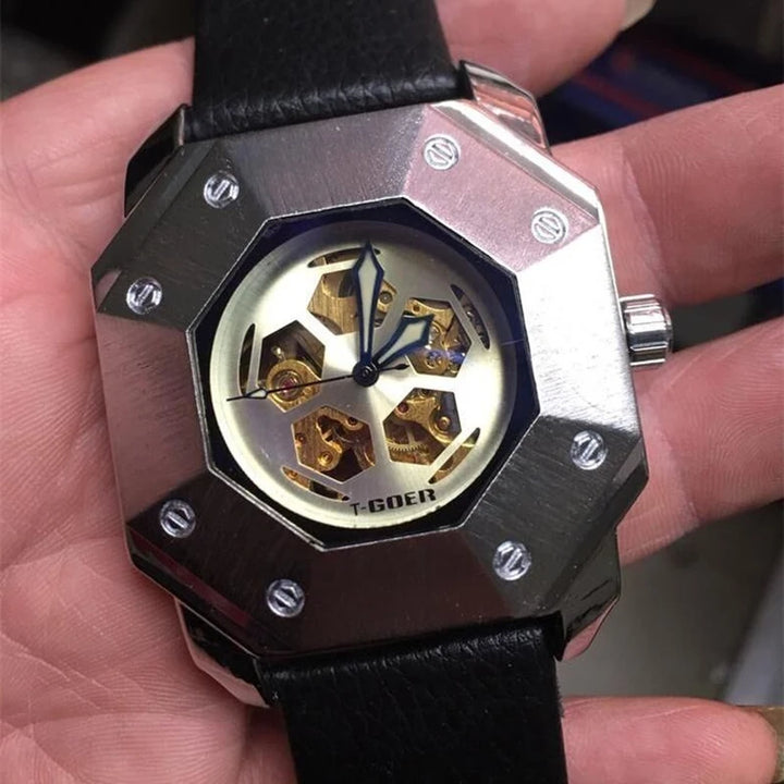 Men Geometric Steampunk Watch – modern design