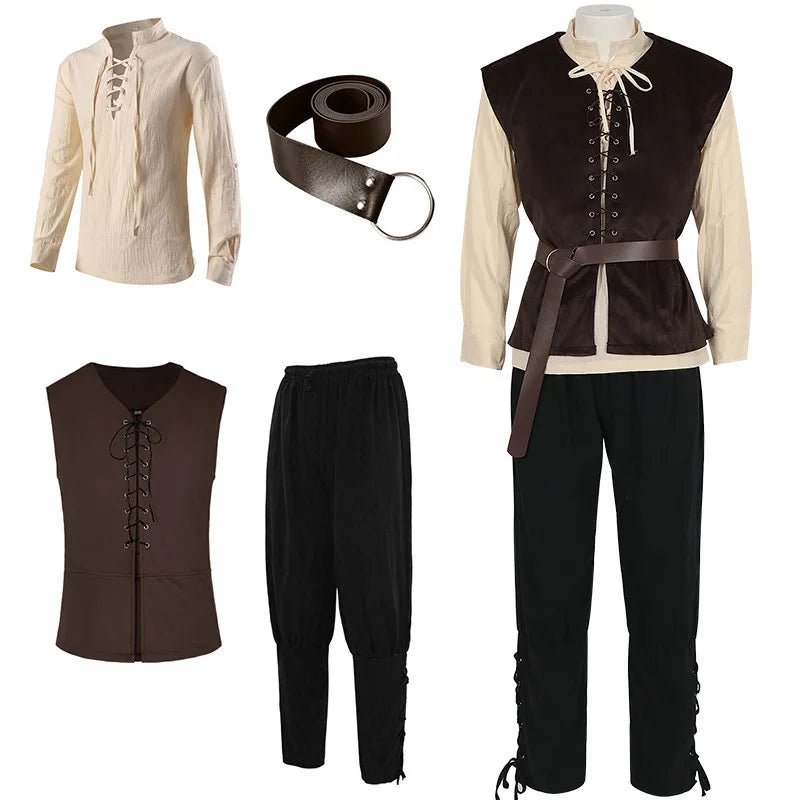 Men’s Medieval Steampunk Costume Set Black