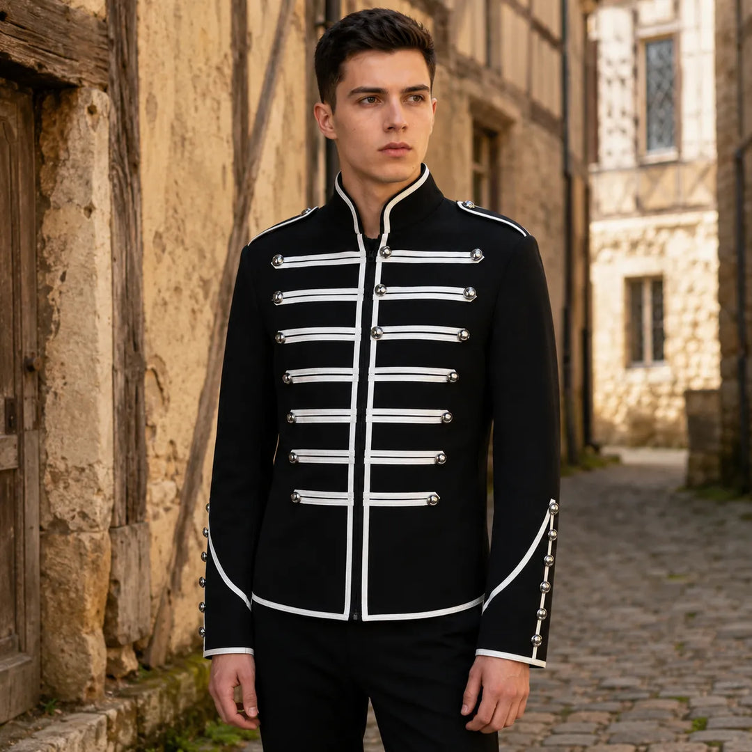 Men's Medieval Steampunk Jacket Stand Collar
