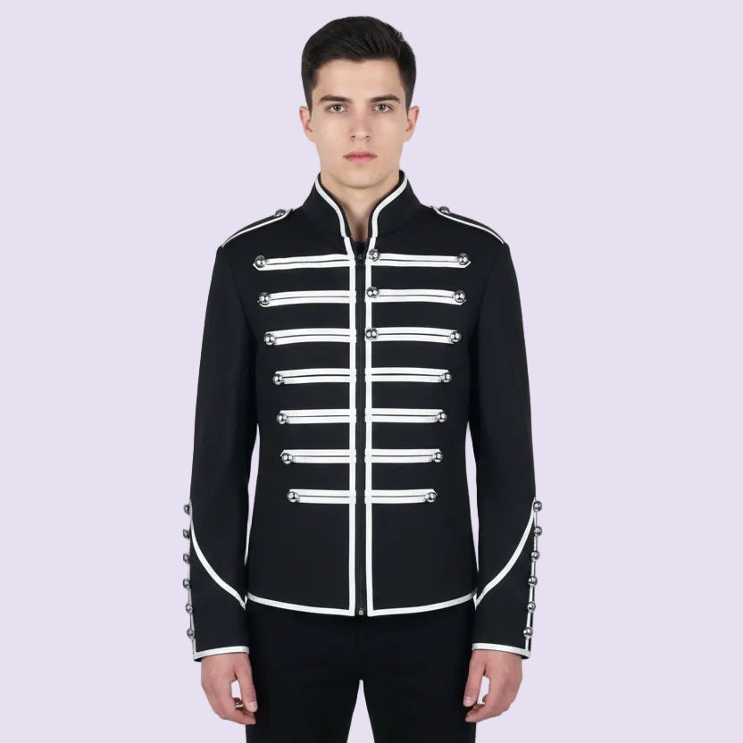 Men's Medieval Steampunk Jacket Stand Collar