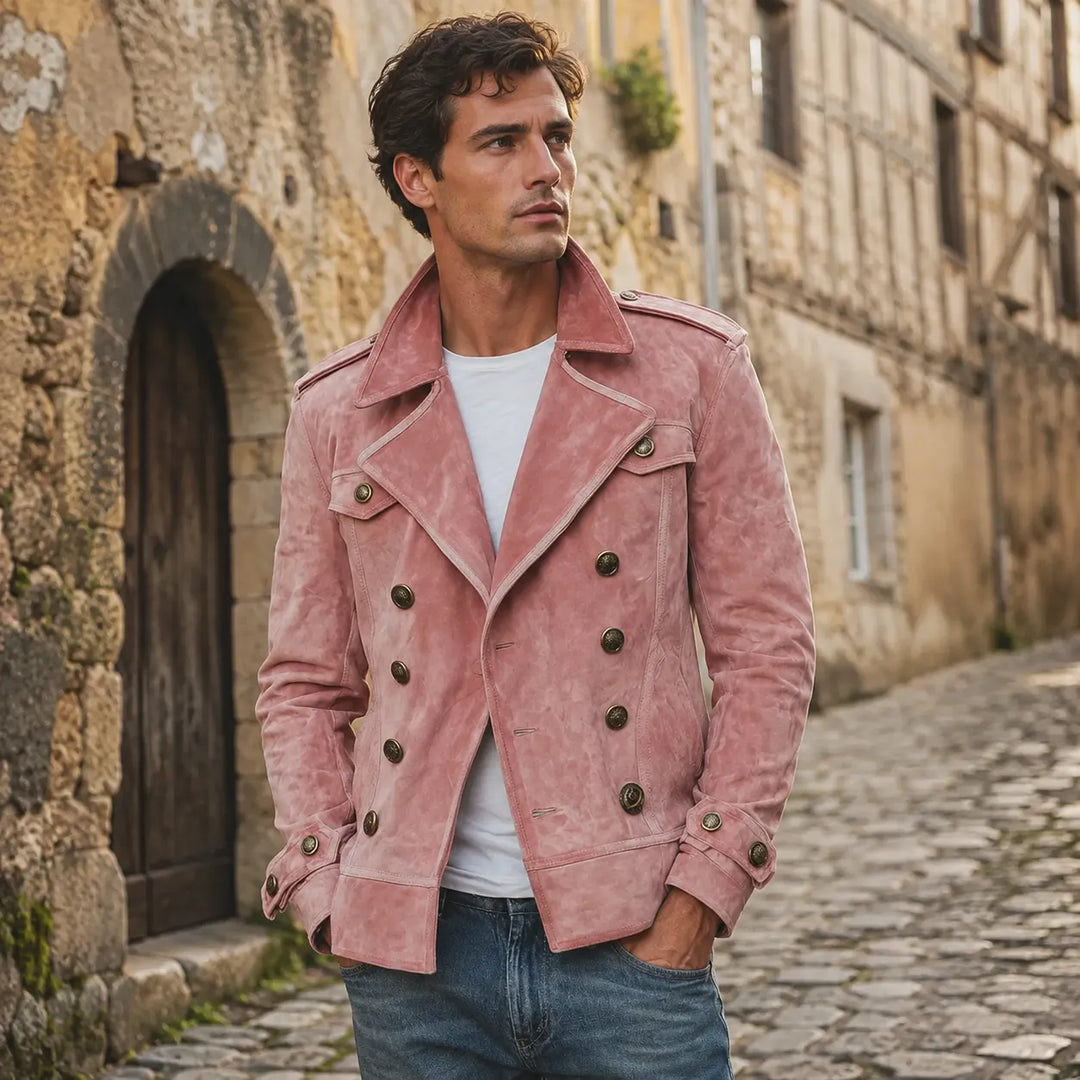 Men’s Pink Double-Breasted Steampunk Jacket