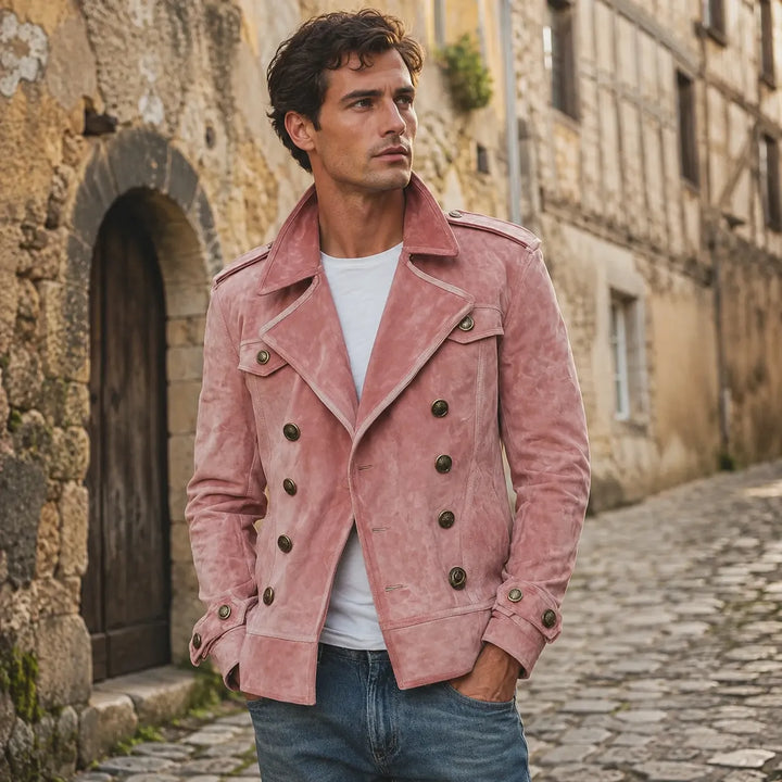 Men’s Pink Double-Breasted Steampunk Jacket