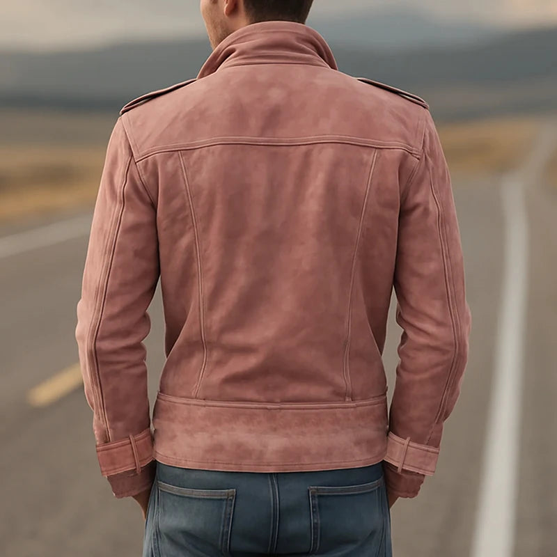 Men’s Pink Double-Breasted Steampunk Jacket Design 