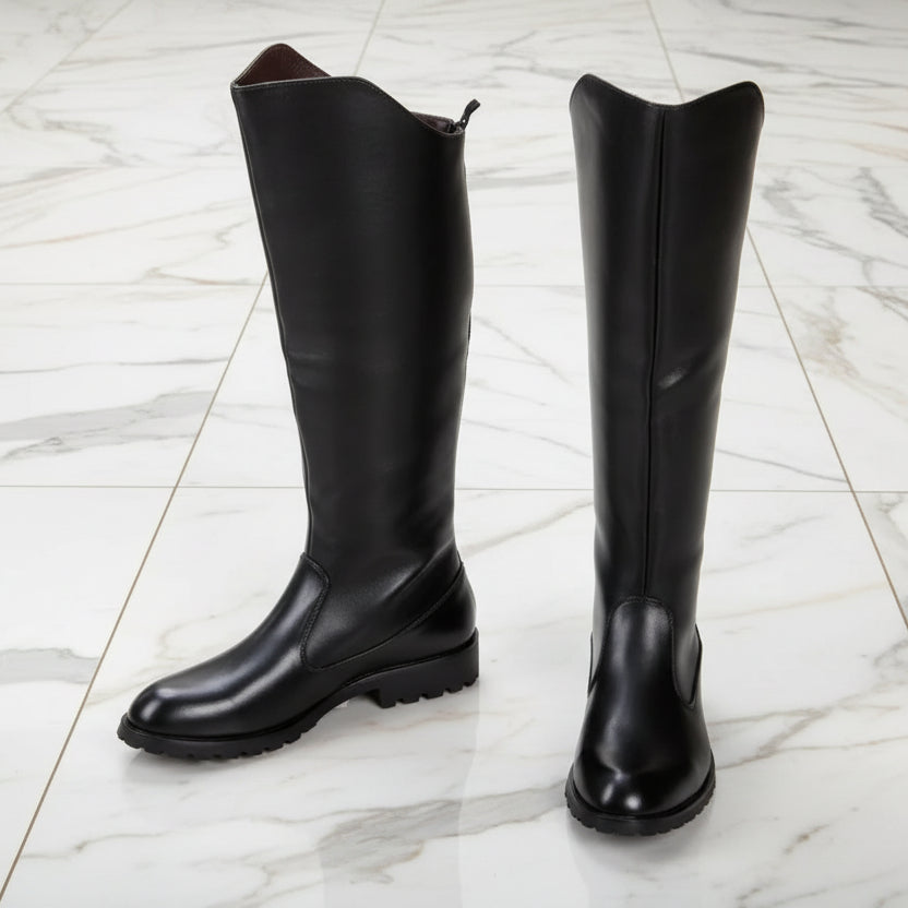 Men's Sleek Black Steampunk Boots