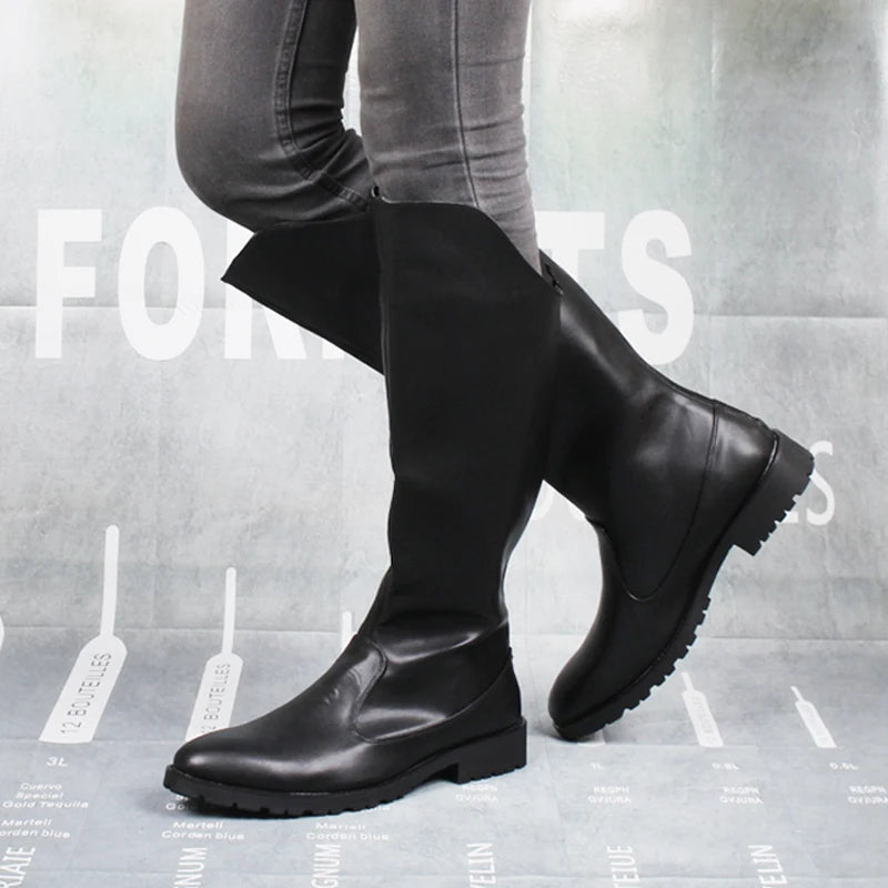 Men's Sleek Black Steampunk Boots elegant