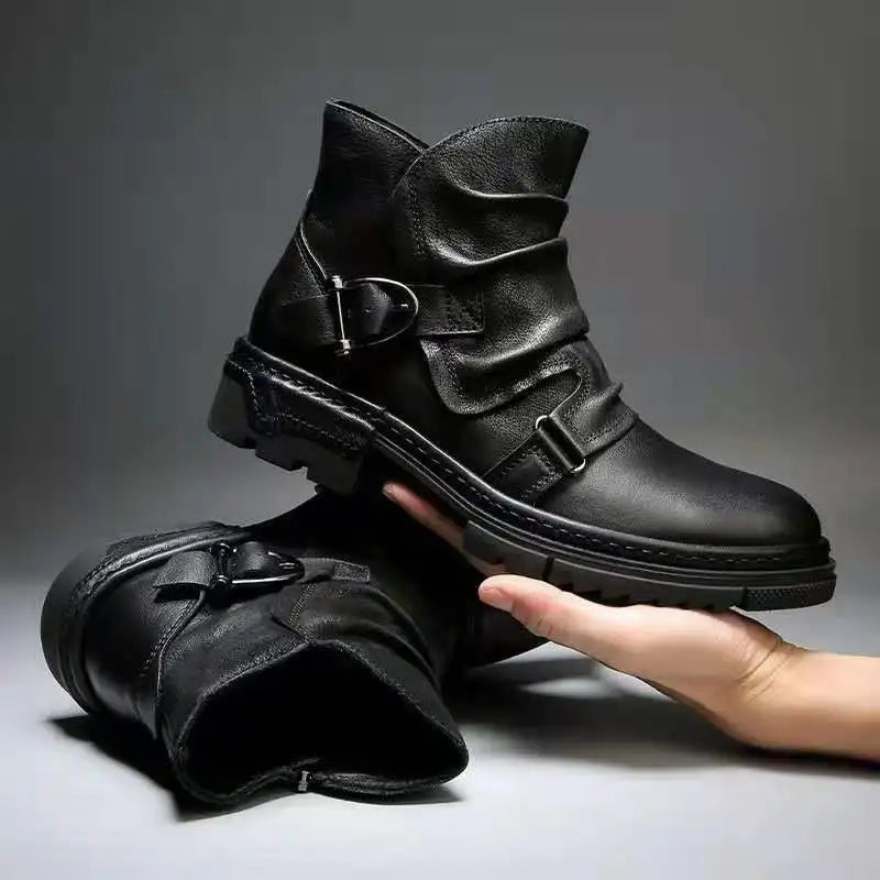 Men's Steampunk Ankle Boots With Straps stylish