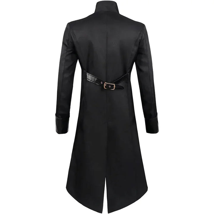 Men's Steampunk Leather Coat Design Black 
