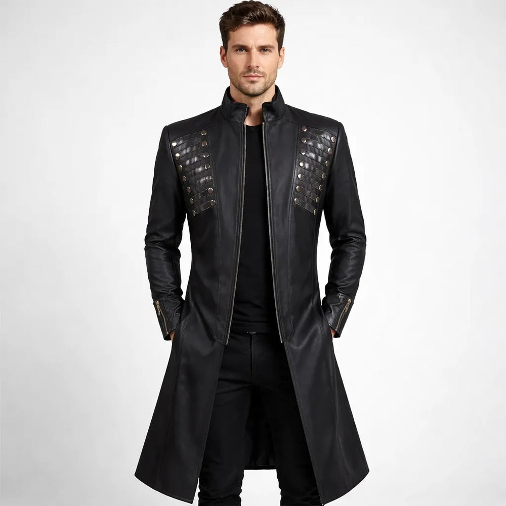 Men's Steampunk Leather Coat Design Style