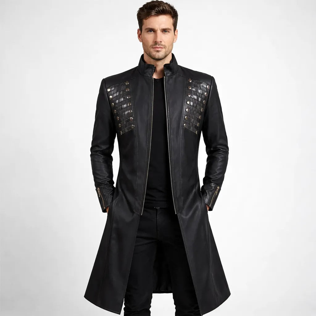 Men's Steampunk Leather Coat Design Style
